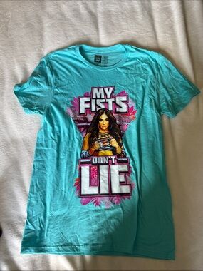 WWE 'My Fists Don't Lie' Teal Graphic Tee
